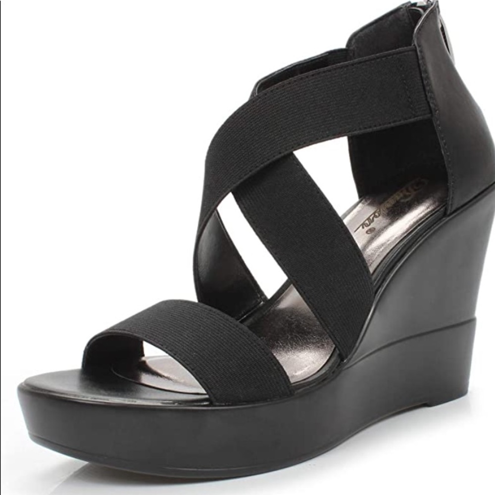 Black Strappy Wedges